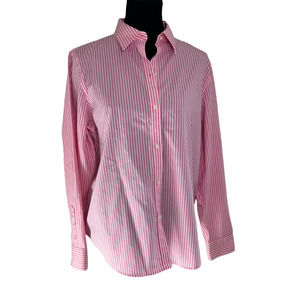 Lauren‎ Ralph Lauren White Pink Button Front Shirt Size XL